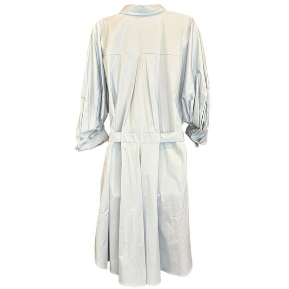 Oscar de la Renta Oversized High-low Stretch Cotton Shirt in Blue Topaz Size 10 - Picture 8 of 12